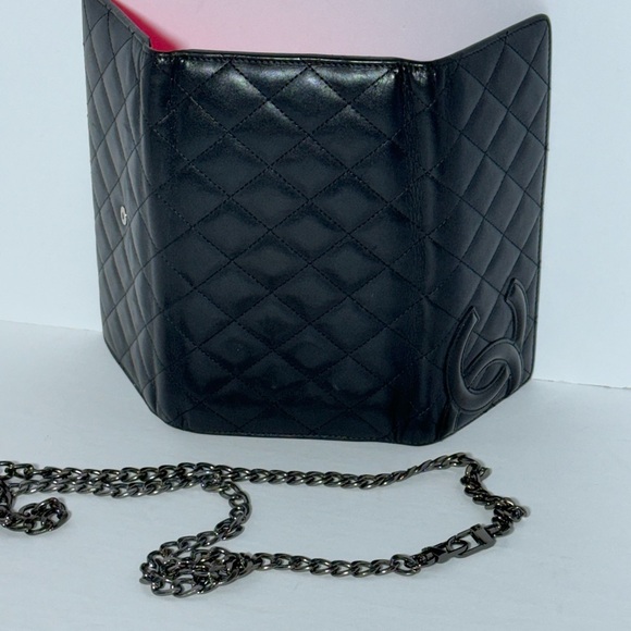 CHANEL CAMBONE BLACK QUILTED LAMBSKIN WALLET/CROSSBODY - Picture 7 of 15